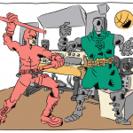 DD vs MF Doom-bot (Marvel, fan art)